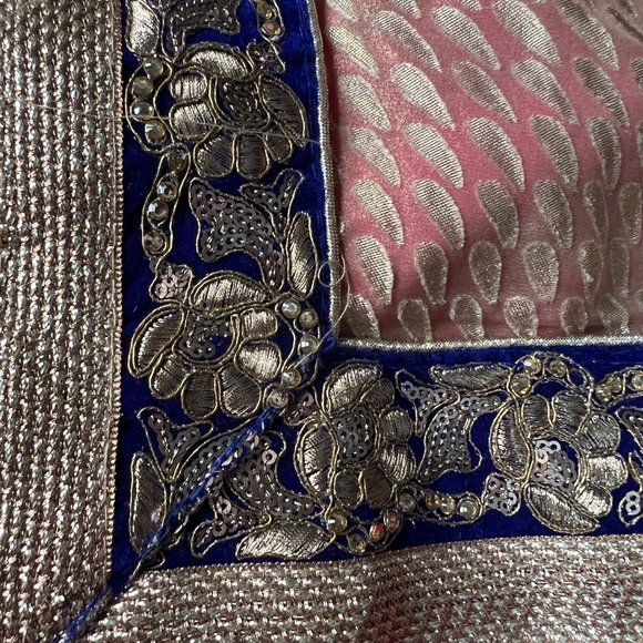 Pink and Cream Party Wear Half and Half Designer Saree - Picture 2 of 8